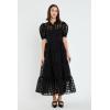 English Factory Womens Gridded Organza Tiered Maxi Dress(Black)