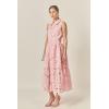 English Factory Women’s Lace Button-Front Sleeveless Midi Dress(Pink)
