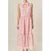 English Factory Women’s Lace Button-Front Sleeveless Midi Dress(Pink)