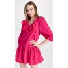 English Factory Women’s Long Sleeve V Ruffled Mini Dress(Berry)