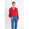 English Factory Women’s Scallop Collared Dress Shirt, Red, S