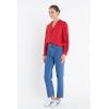 English Factory Women’s Scallop Collared Dress Shirt, Red, XS