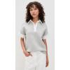 English Factory Women’s Scuba Collar Sweatshirt(Heather Grey/White)