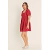 Gingham Flounce Crinkled Dress(Burgundy)