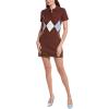 English Factory Womens Argyle Polo Mini Dress, S, Brown