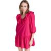 English Factory Women’s Long Sleeve V Ruffled Mini Dress(Berry)