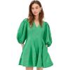 English Factory Women’s Puff Sleeve Flare Mini Dress(Green)