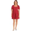 Gingham Flounce Crinkled Dress(Burgundy)