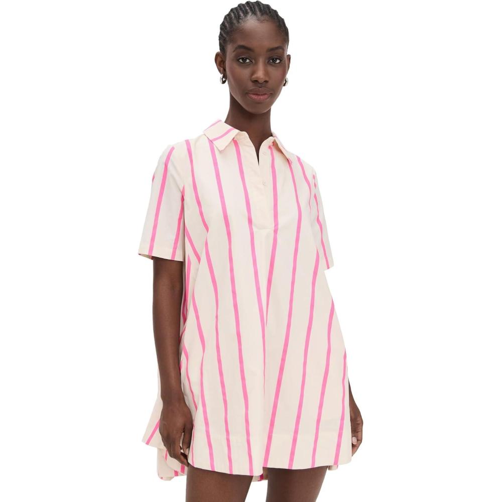 image:imageEnglish Factory Womens Striped Caftan Mini DressPink Multi