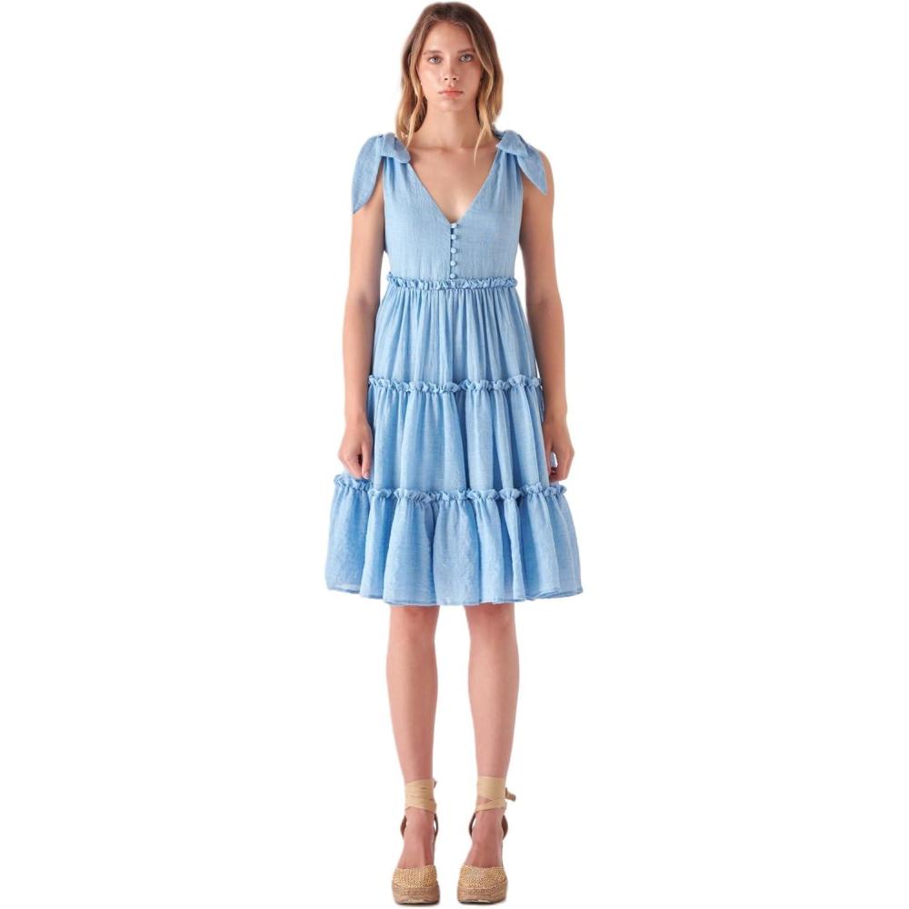 image:imageEnglish Factory Womens Tie Shoulder Mini DressBlue