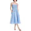 English Factory Women’s Floral Print Smocked Midi Dress, Blue Multicolored, L