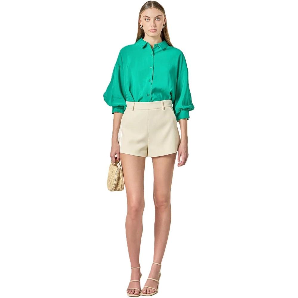 image:imageEnglish Factory Womens Balloon Sleeve BlouseGreen