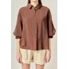 English Factory Women’s Balloon Sleeve Blouse(Brown)