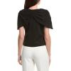 English Factory Womens Bow Mixed Media Top, M, Black