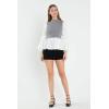 English Factory Women’s Mixed Media Top, Heather Grey/White, S
