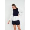 English Factory Women’s Mixed Media Top(Navy/White)