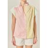 English Factory Women’s RIC Rac Trim Colorblock Button-Up Shirt(Multicolor)