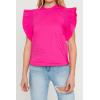 English Factory Women’s Ruffle Sleeve Poplin Top(Fuchsia)