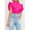 English Factory Women’s Ruffle Sleeve Poplin Top(Fuchsia)