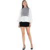 English Factory Women’s Mixed Media Top, Heather Grey/White, S