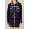 English Factory Women’s Denim-Look Knit Cardigan(Blue)
