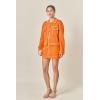 English Factory Women’s Denim-Look Knit Cardigan(Orange)