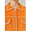 English Factory Women’s Denim-Look Knit Cardigan(Orange)