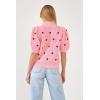 English Factory Women’s Heart Shape Embroidery Sweater(Pink)