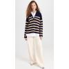 English Factory Women’s Striped Half Zip Sweater(Navy/Camel)