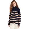 English Factory Women’s Striped Half Zip Sweater(Navy/Camel)