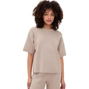 English Factory Women’s Collar Knit Half Sleeves Top(Taupe)