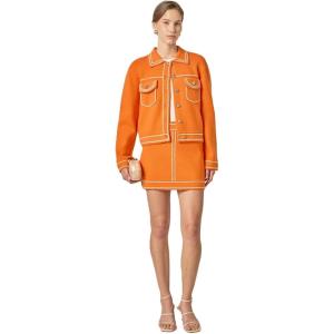 English Factory Women’s Denim-Look Knit Cardigan(Orange)