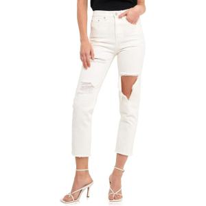 English Factory Women’s Destroyed Mom Jeans White
