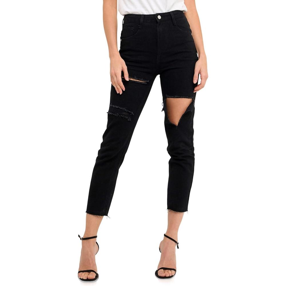 image:imageEnglish Factory Womens Destroyed Mom JeansBlack