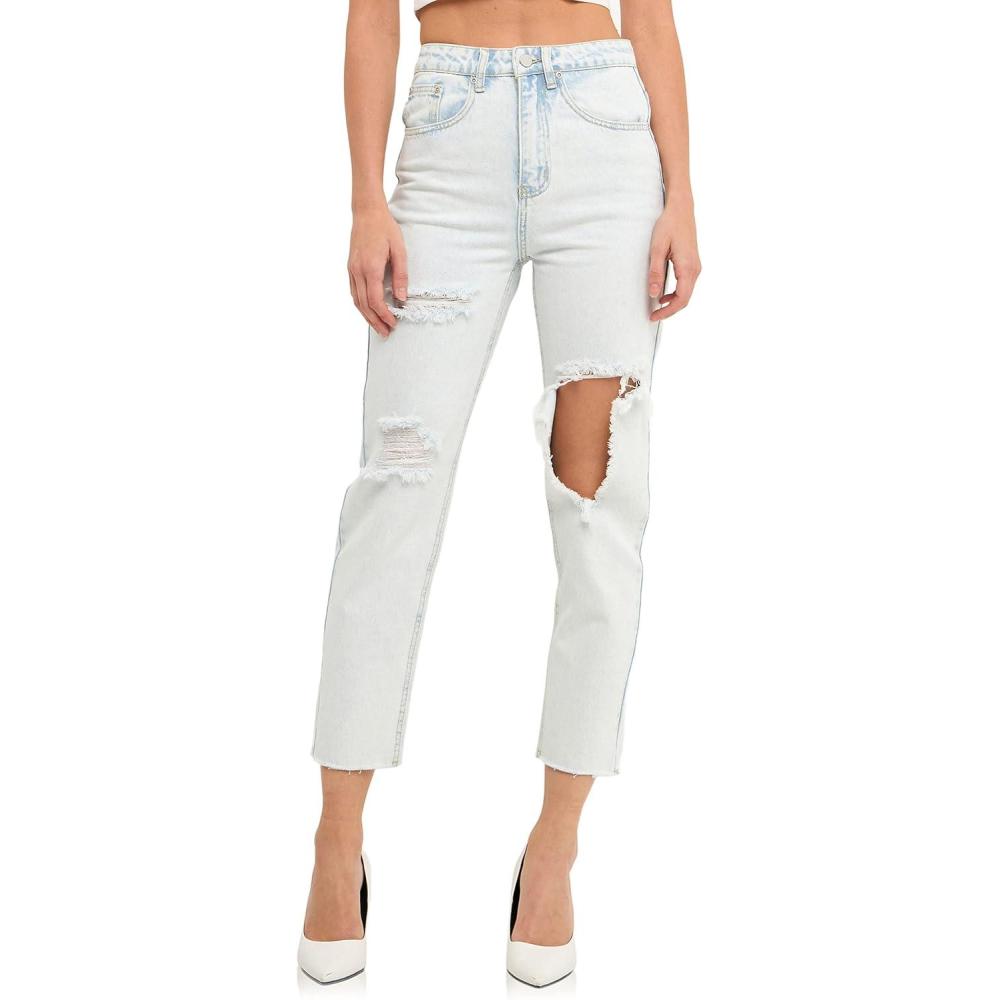image:imageEnglish Factory Womens Destroyed Mom JeansDenim