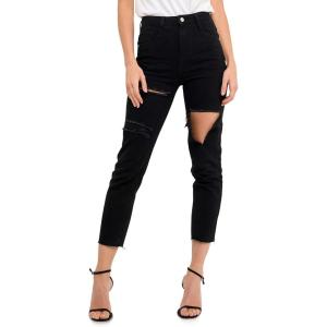 English Factory Women’s Destroyed Mom Jeans(Black)