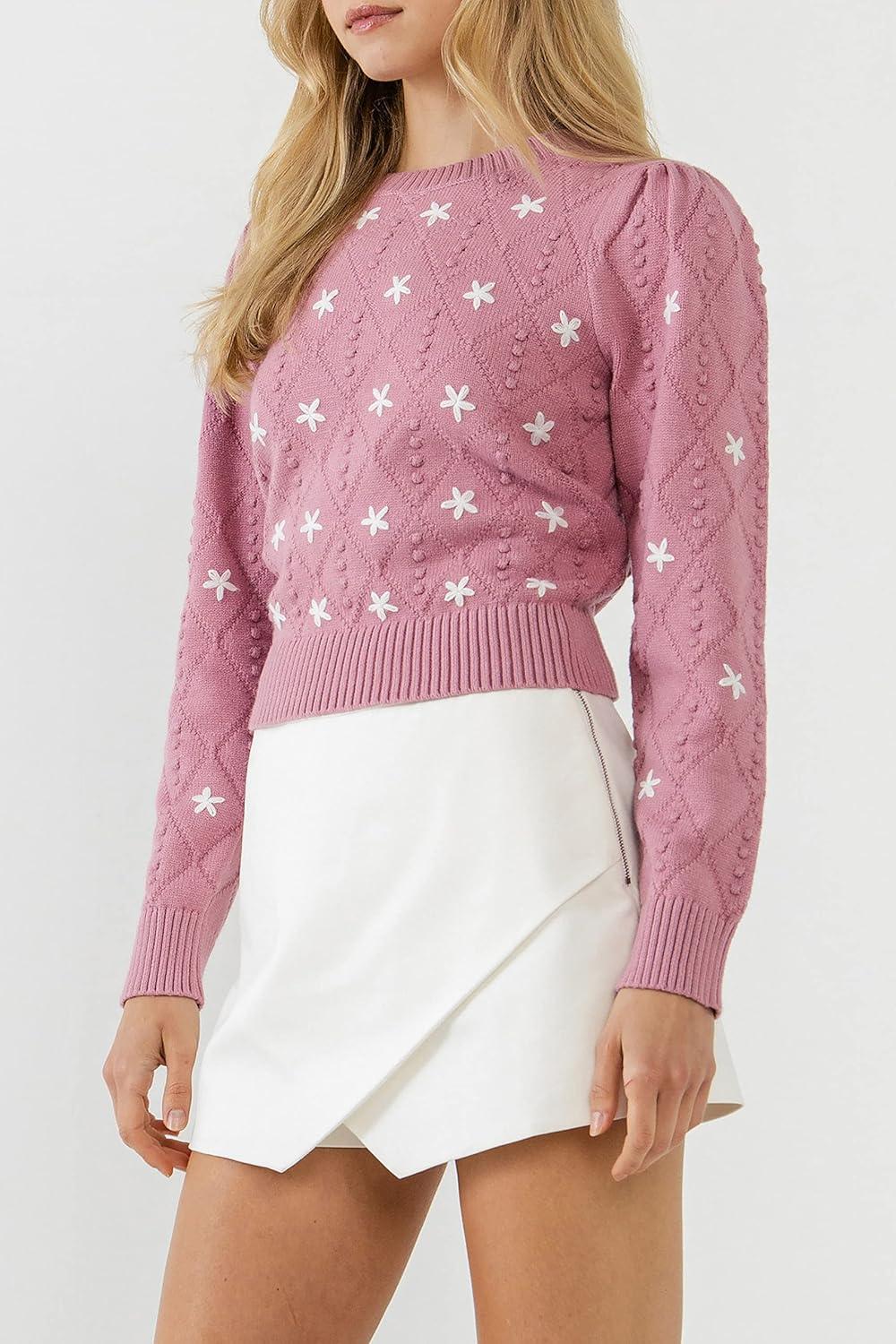 image:imageFloral Handmade Embroidery Long Sleeve Sweater