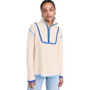 English Factory Women’s Contrast Piping Quarter-Zip Sweater