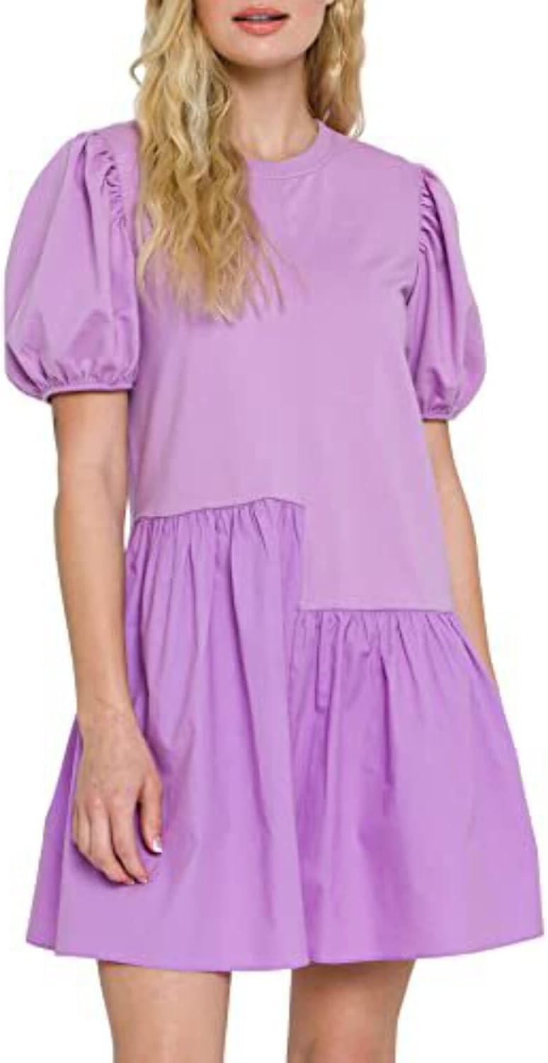 image:imageEnglish Factory Womens Knit Woven Mixed DressGrey