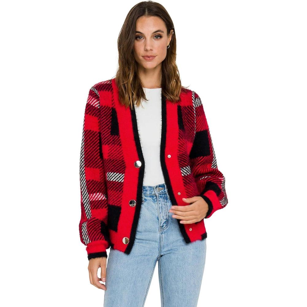 image:imageEnglish Factory Womens Check Cardigan Sweater