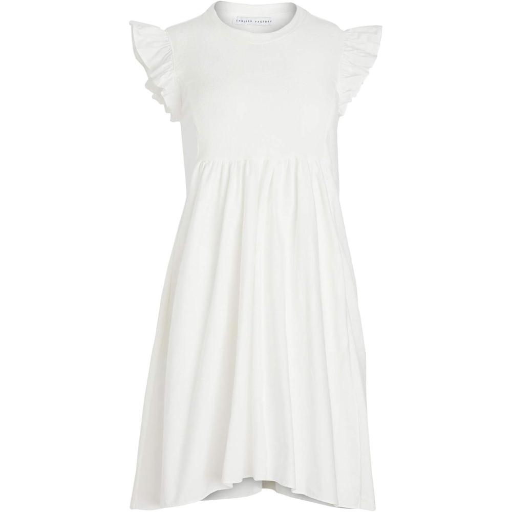 image:imageEnglish Factory Womens Knit Poplin Mixed DressWhite