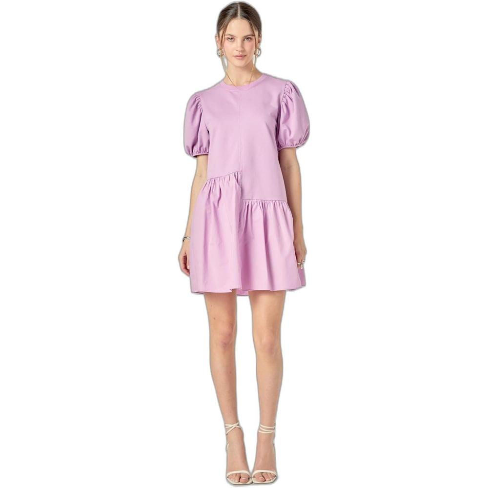 image:imageEnglish Factory Womens Knit Woven Mixed DressLilac
