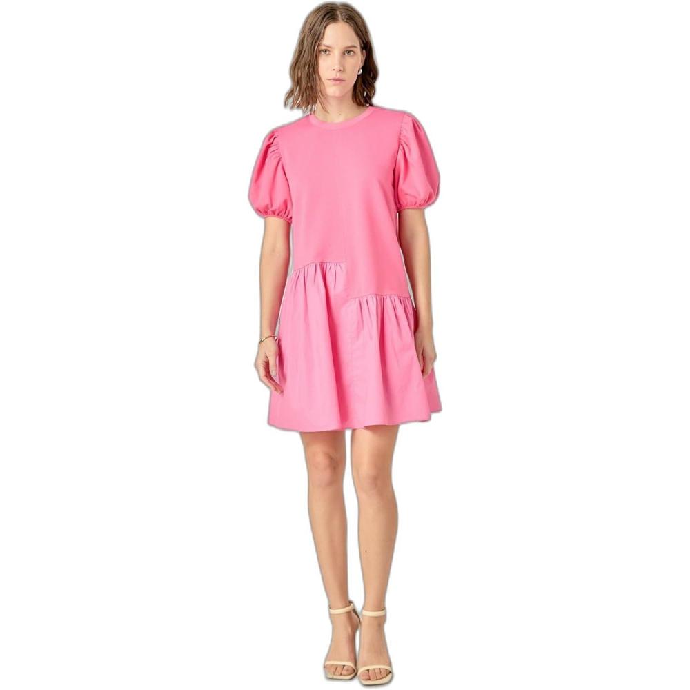 image:imageEnglish Factory Womens Knit Woven Mixed DressPink