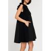English Factory Women’s Knit Poplin Mixed Dress(Black)