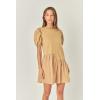 English Factory Women’s Knit Woven Mixed Dress(Beige)