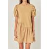 English Factory Women’s Knit Woven Mixed Dress(Beige)