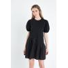 English Factory Women’s Knit Woven Mixed Dress(Black)
