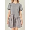 English Factory Women’s Knit Woven Mixed Dress(Grey)