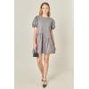 English Factory Women’s Knit Woven Mixed Dress(Grey)