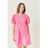 English Factory Women’s Knit Woven Mixed Dress(Pink)